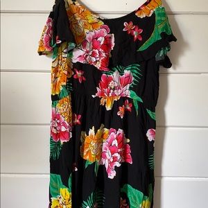 Black Tropical Print Old Navy Midi Dress
